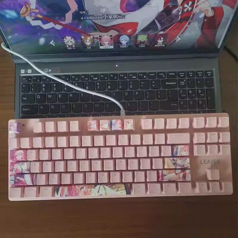 Genshin Impact Yae Miko RGB PBT Wired Mechanical Keyboard MX Hot Swap 61/87 keys