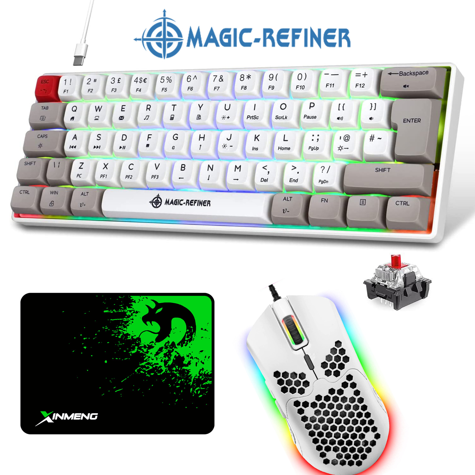 60% Layout Wired Hot Swappable RGB Mechanical Gaming Keyboard,Lightweight Mouse