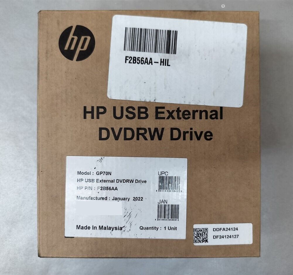 HP USB External DVDRW CDRW Optical Drive GP70N P/N F2B56AA