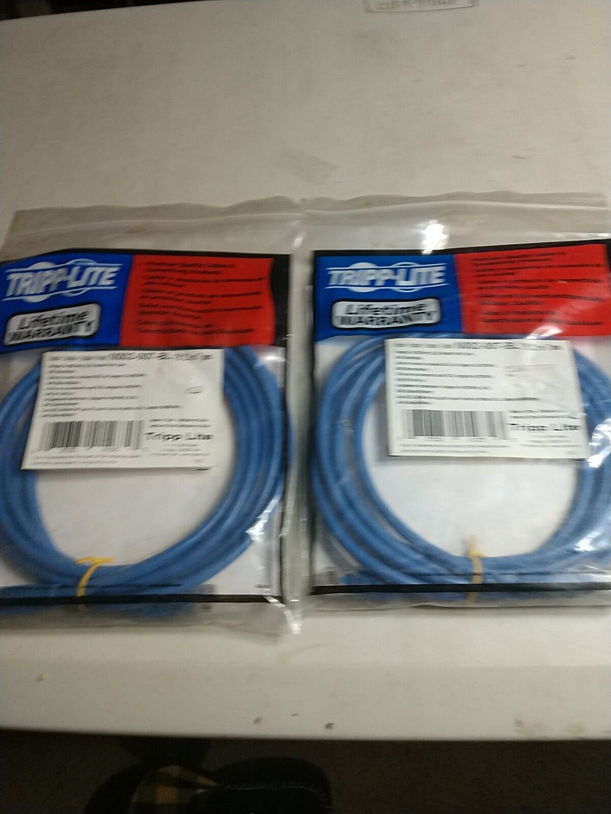 Lot of 2 Tripp Lite CAT5e Molded Patch Cable, 7 ft., Blue 037332012753