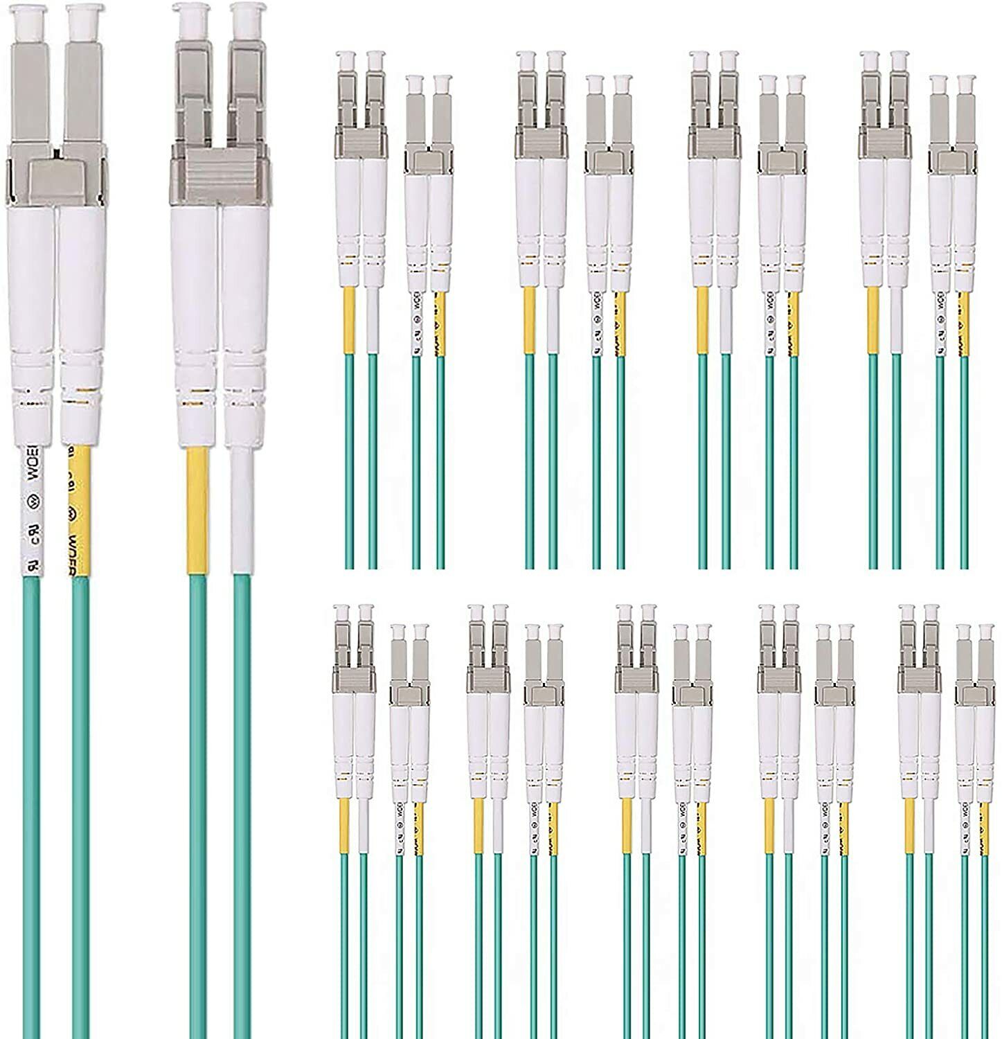 10-PACK 10G OM3 LC-LC Fiber Patch Cable 50/125 MultiMode Duplex LC 10 Meters