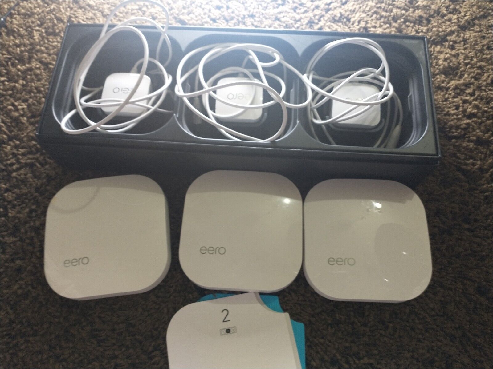 EERO 1st Gen Home WiFi System 3 Pack Model (A010001 Bundle with Power Supply