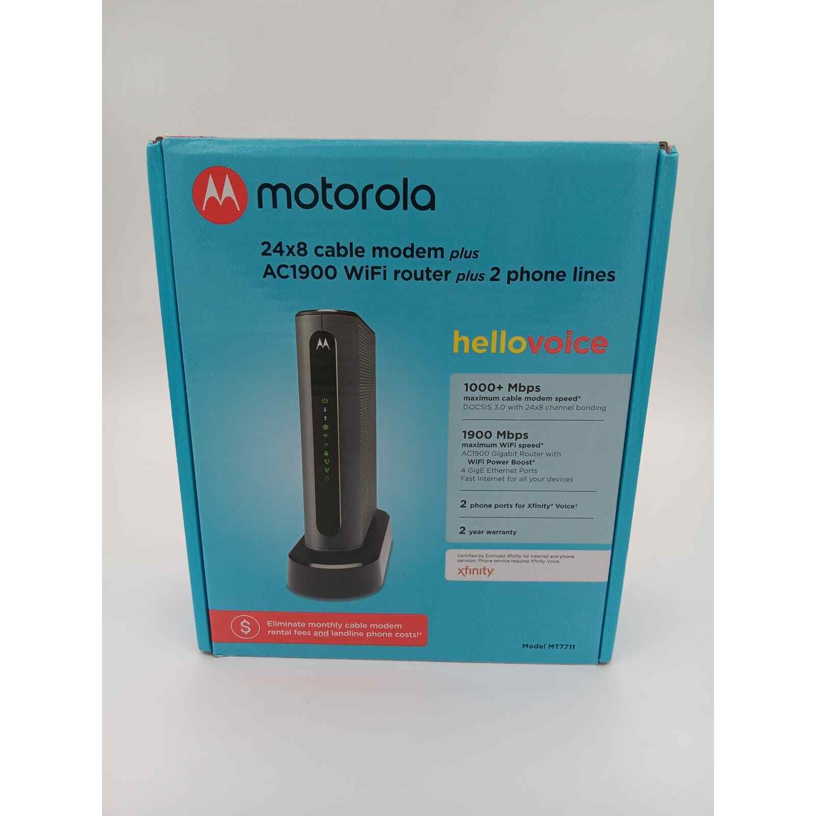 Motorola MT7711 24x8 Modem Router Two Phone Ports DOCSIS 3.0 AC1900 Dual Band