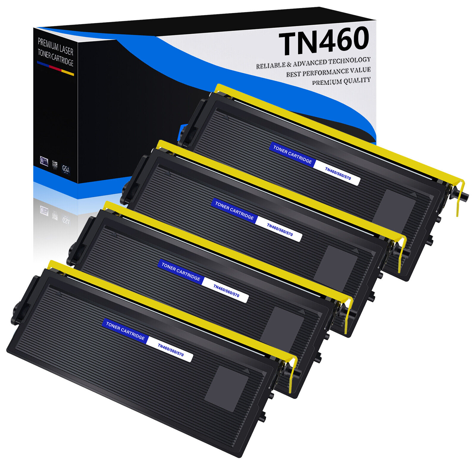 4PK Black TN460 Toner Cartridge for Brother MFC-8600 MFC-8700 MFC-9600 MFC-9650
