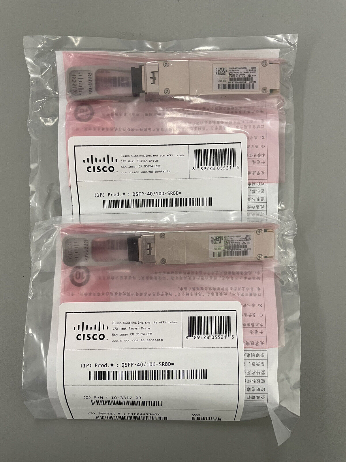 Genuine Cisco QSFP-40/100-SRBD Module