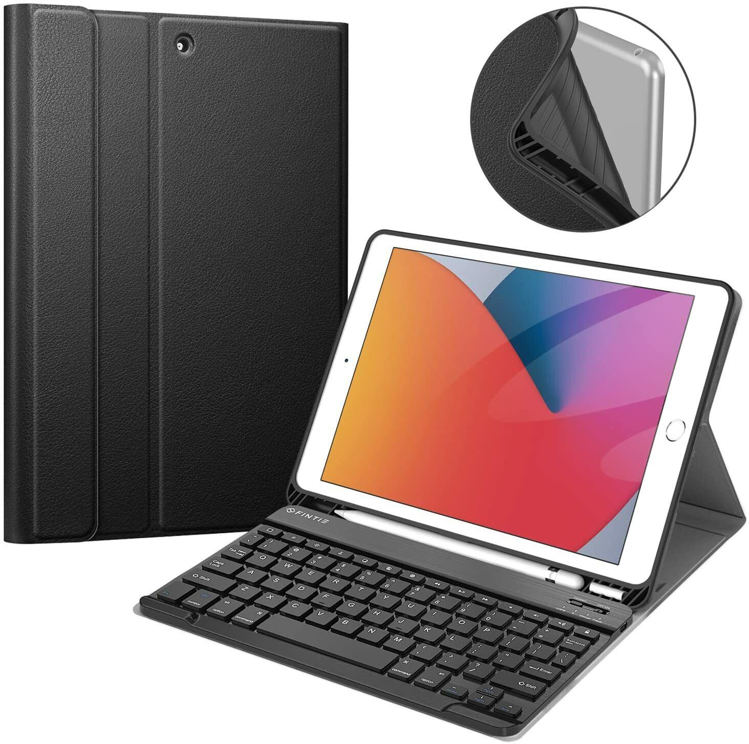 Bluetooth Keyboard Case for iPad 9th Gen (2021) 10.2 inch Folio Stand Back Cover
