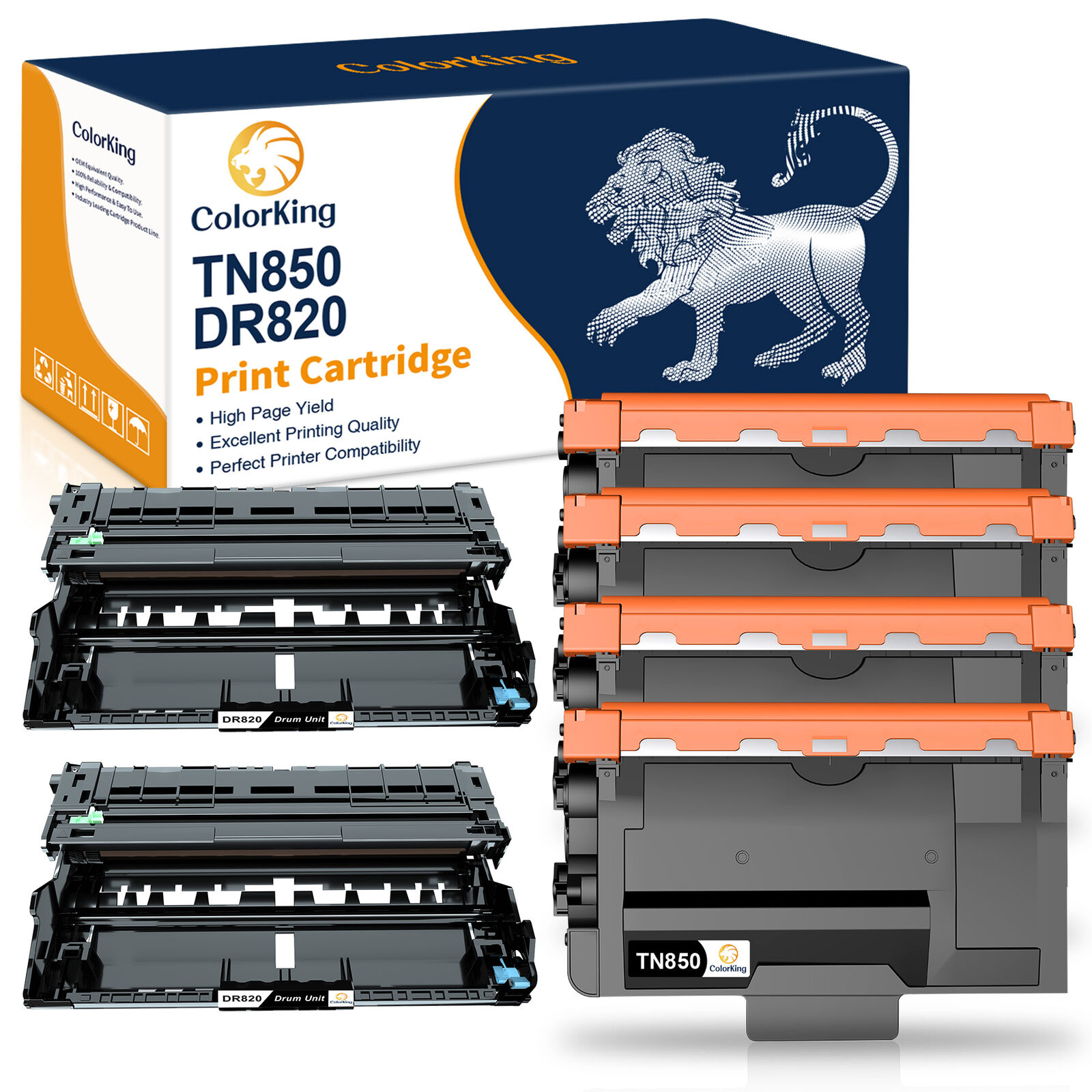 6x TN850 Toner and DR820 Drum Compatible for Brother TN820 MFC-L5850DW Printer