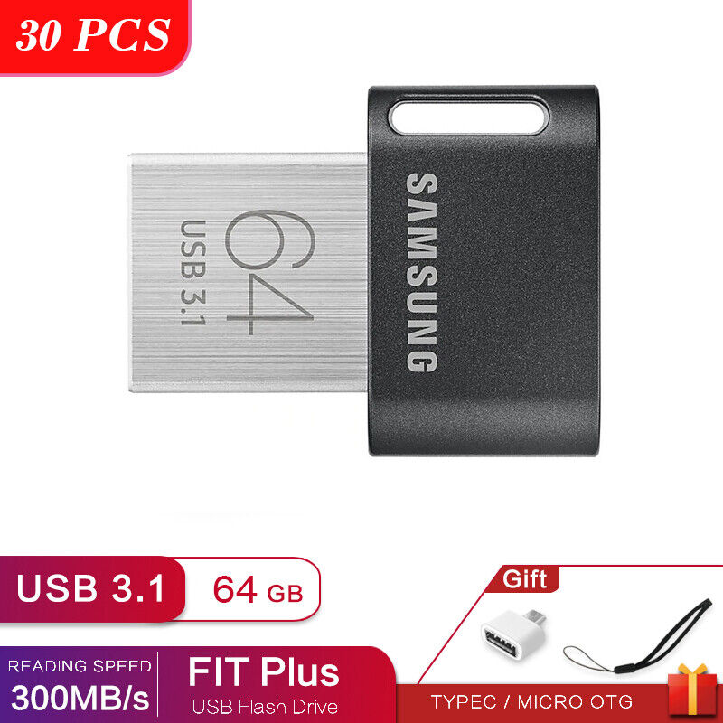 30PCS Samsung FIT Plus Tiny UDisk 64GB USB 3.1 Flash Drive Memory Thumb Stick