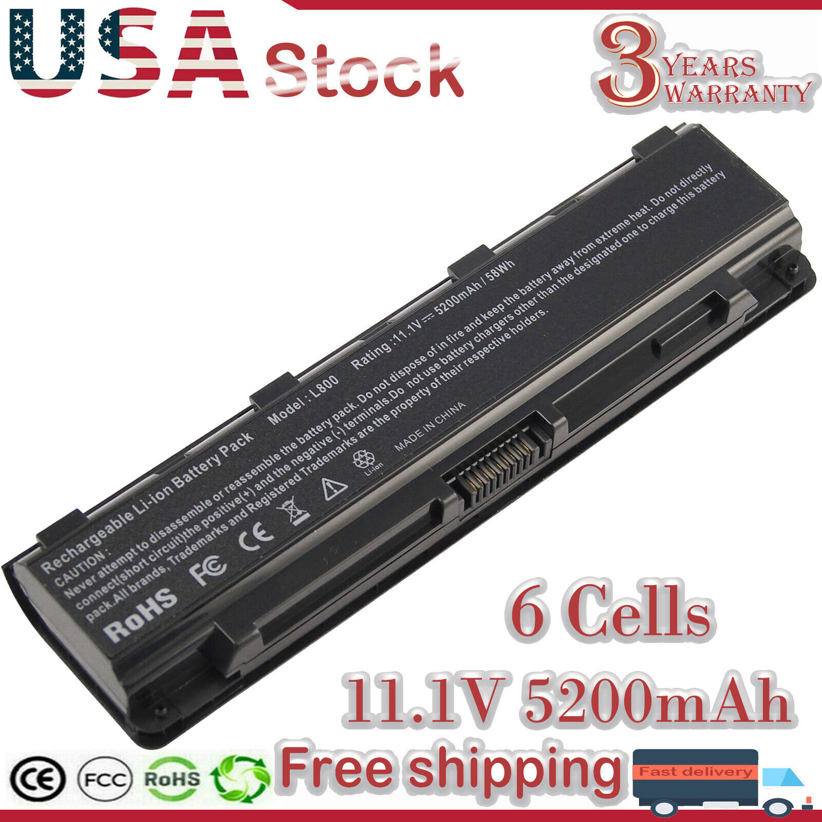 Battery For Toshiba Satellite C55-A5220 C55-A5300 C55-A5302 C55-A5282 C55-A5281