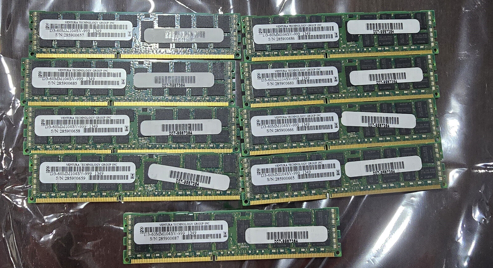 Lot Of 9 Ventura Technology D3-60MM104SV-999 1349 1.5V 8GB Memory DDR3 72GB