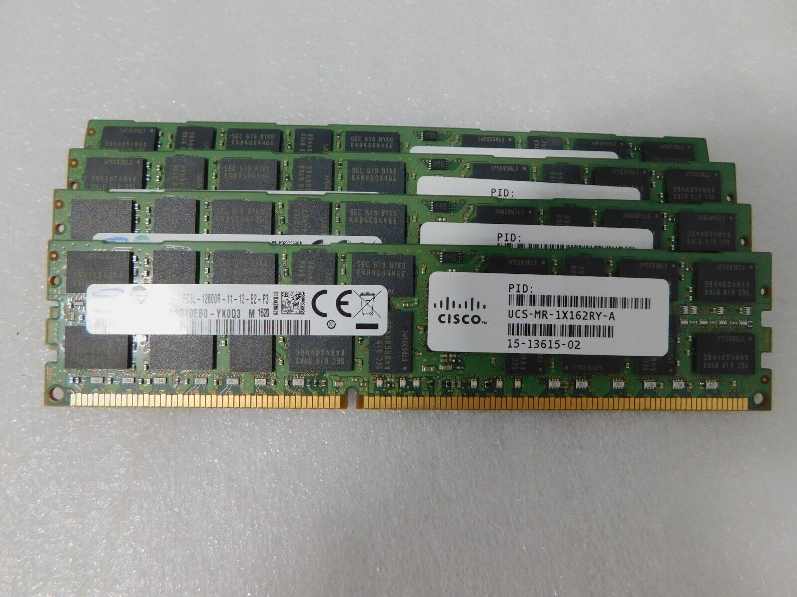 Lot of 4x 16GB=64GB Samsung M393B2G70EB0-YK0Q3 2Rx4 PC3L-12800R  Server Memory