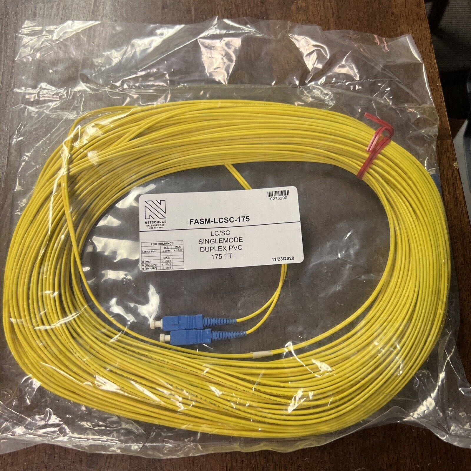1-53m LC  to SC Duplex Single Mode 9/125 Fiber Optic Optical Patch Cable 175ft