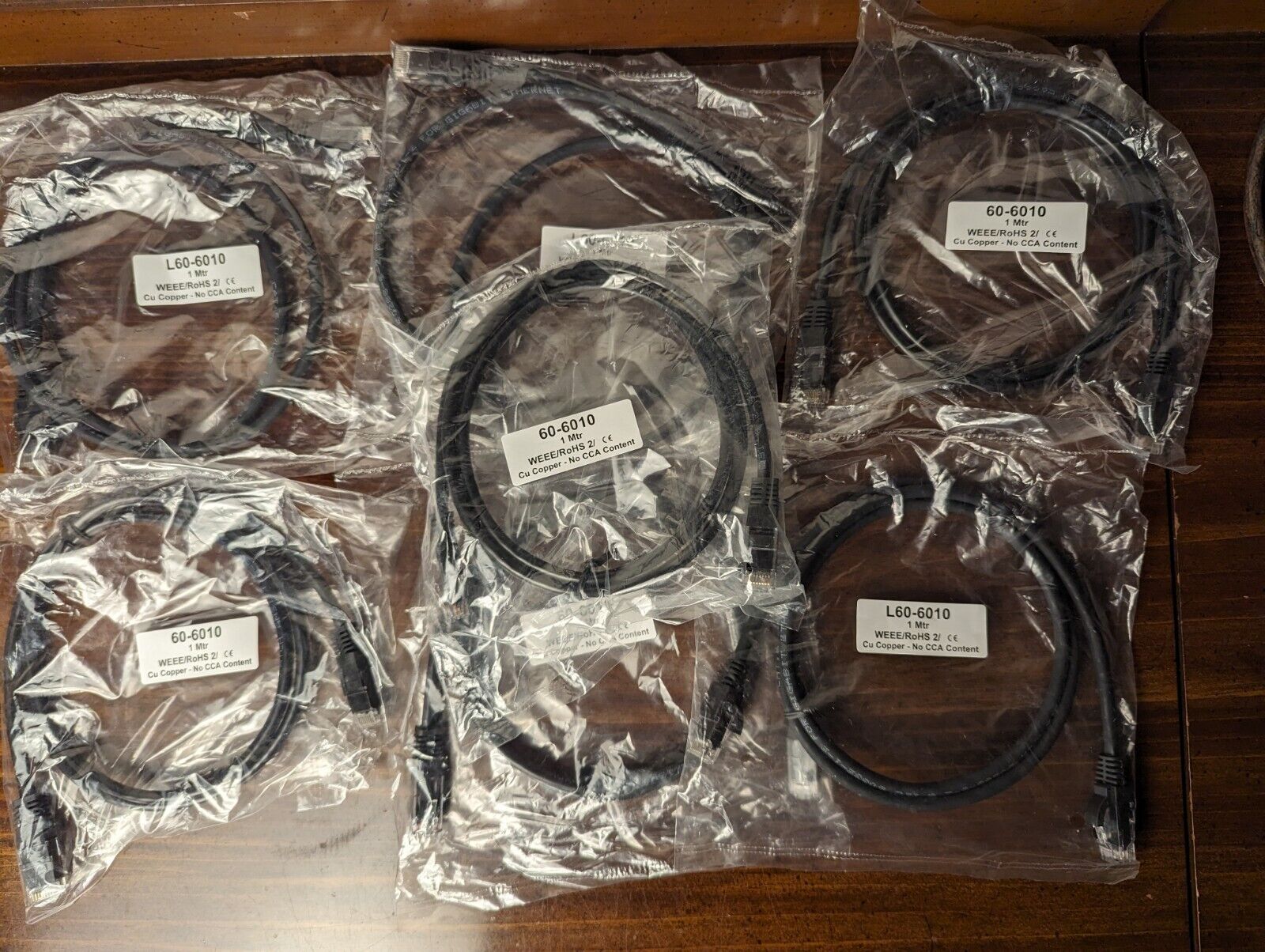 LOT - Qty7 - 1 M (3ft) Vista Ethernet Cables L60-6010 CAT6 LSOH Patch Lead Black