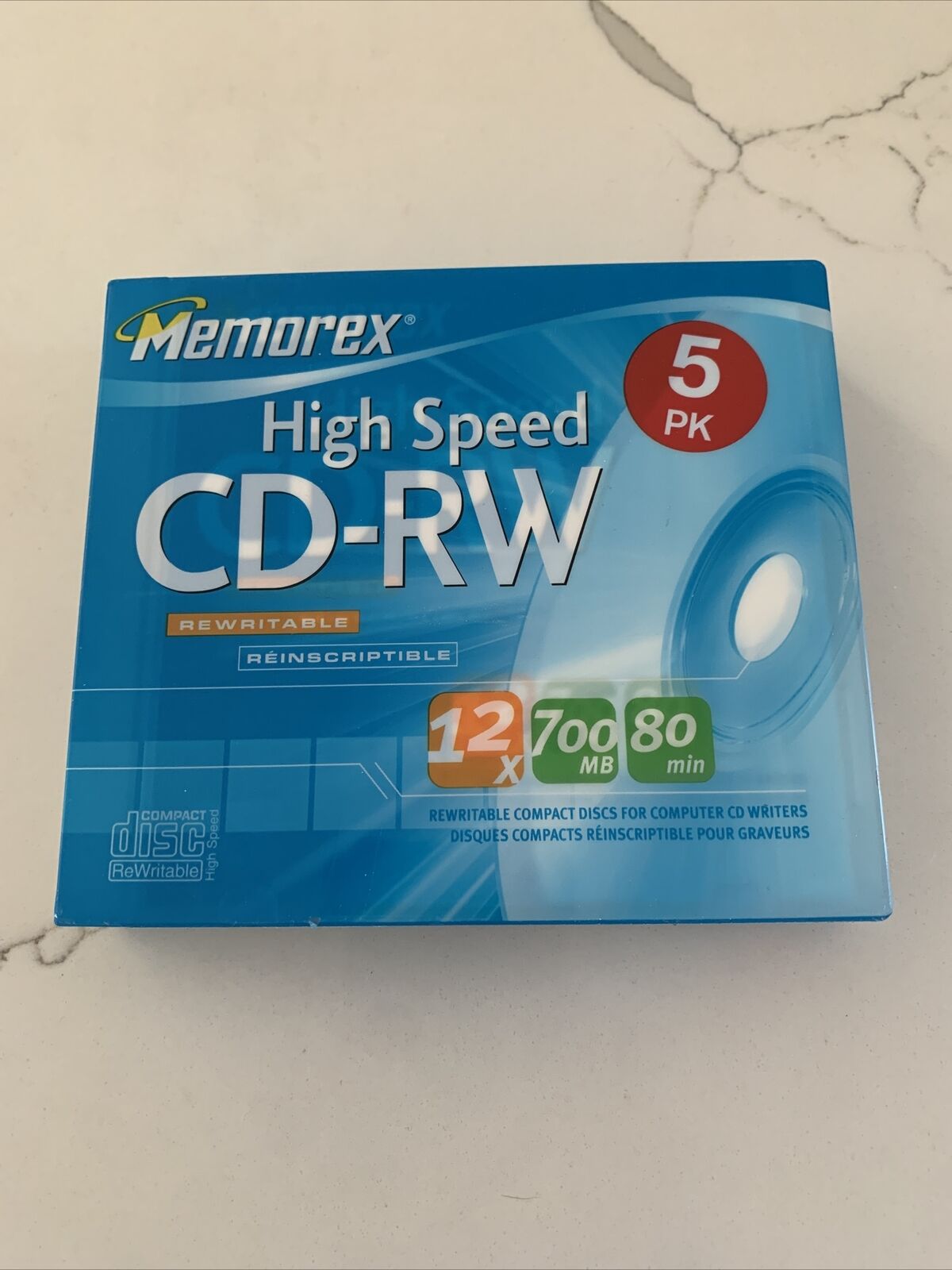 Memorex High Speed CD-RW 5 Pack New Sealed  12x 700 MB 80 Min