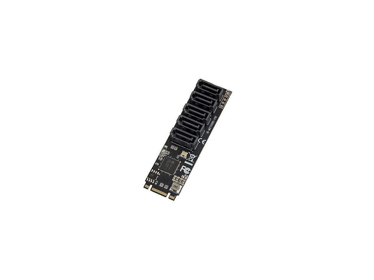Syba 5 port Non-RAID SATA III 6Gbp/s to M.2 B+M Key Adapter PCI-e 3.0 x2