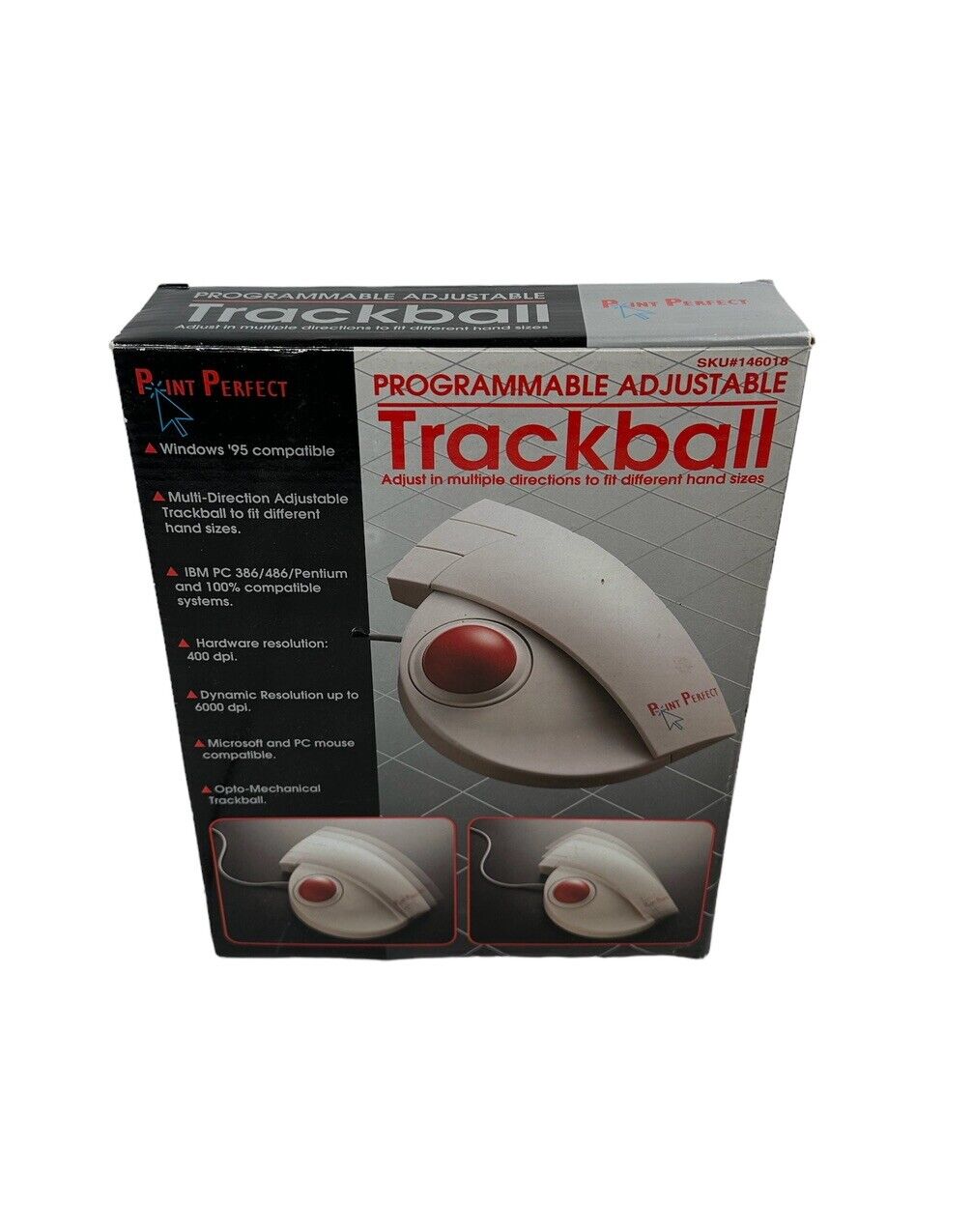 Vintage NIB Point Perfect Programmable Adjustable Trackball Mouse Windows