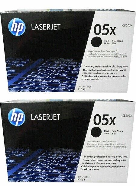 2 New Genuine UNUSED HP CE505X Toner Cartridges 05X NO BOX NO BAG