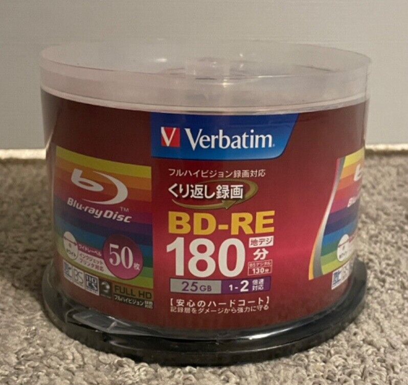 50 pack Verbatim BD-RE 180 Blu-ray 25GB disc SEALED