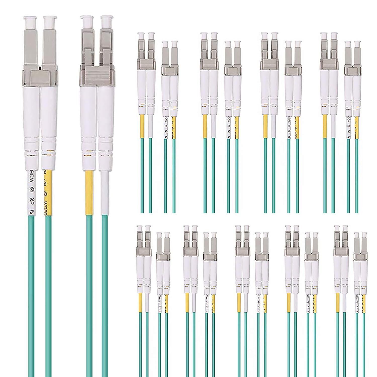 10-PACK OM3 LC to LC Fiber Patch Cable 50/125 LSZH Fiber Optic Cord 1~10 meters
