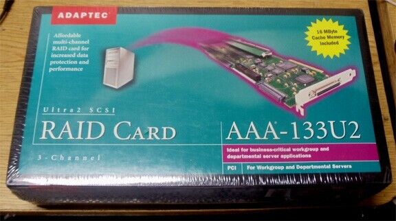 VintageAdaptec Ultra2 SCSI 3-Channel PC ComputerRaid ControllerCard AAA-133U2 
