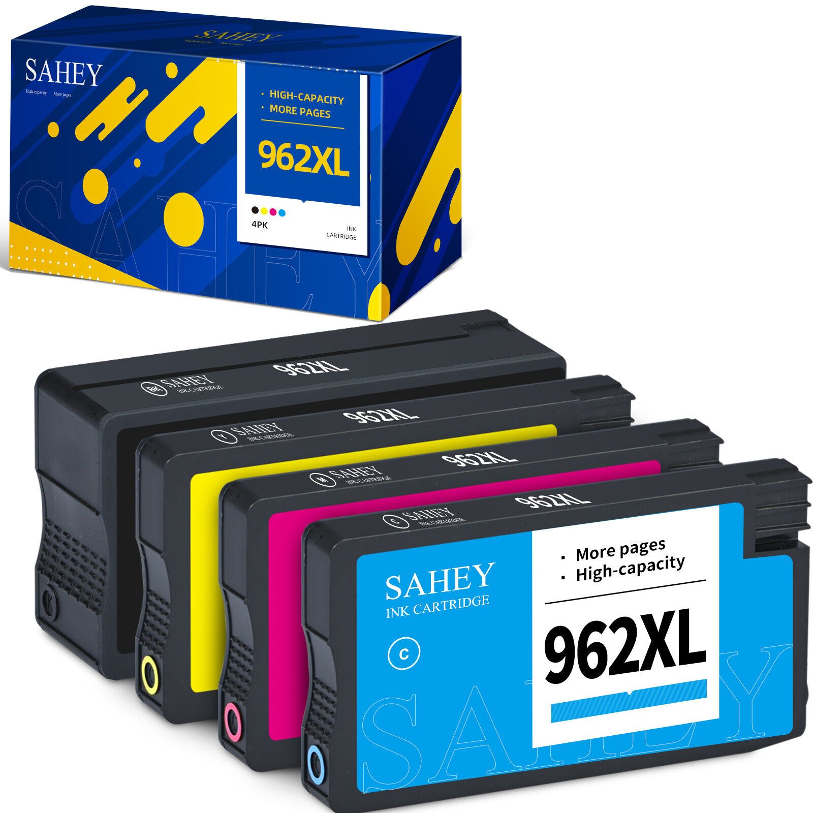 962 962XL Reman Ink Cartridges for HP Officejet 9015 9018 9025 9010 9012 4PK