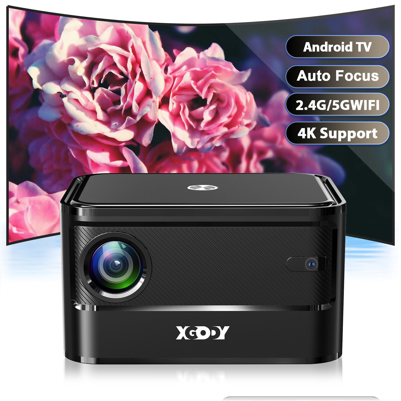 XGODY 4K UHD Projector AutoFocus Android 5G WiFi Mini Home Theater Cinema Video