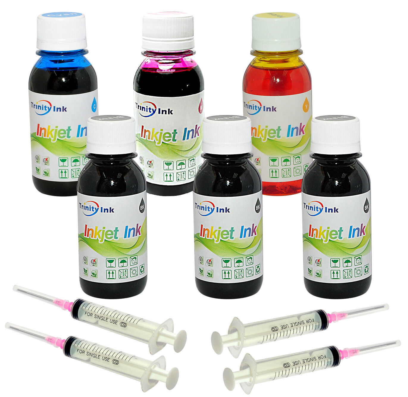 4-Color Bulk Ink Refill Kit for HP Inkjet Printer Cartridges 600 ml Total
