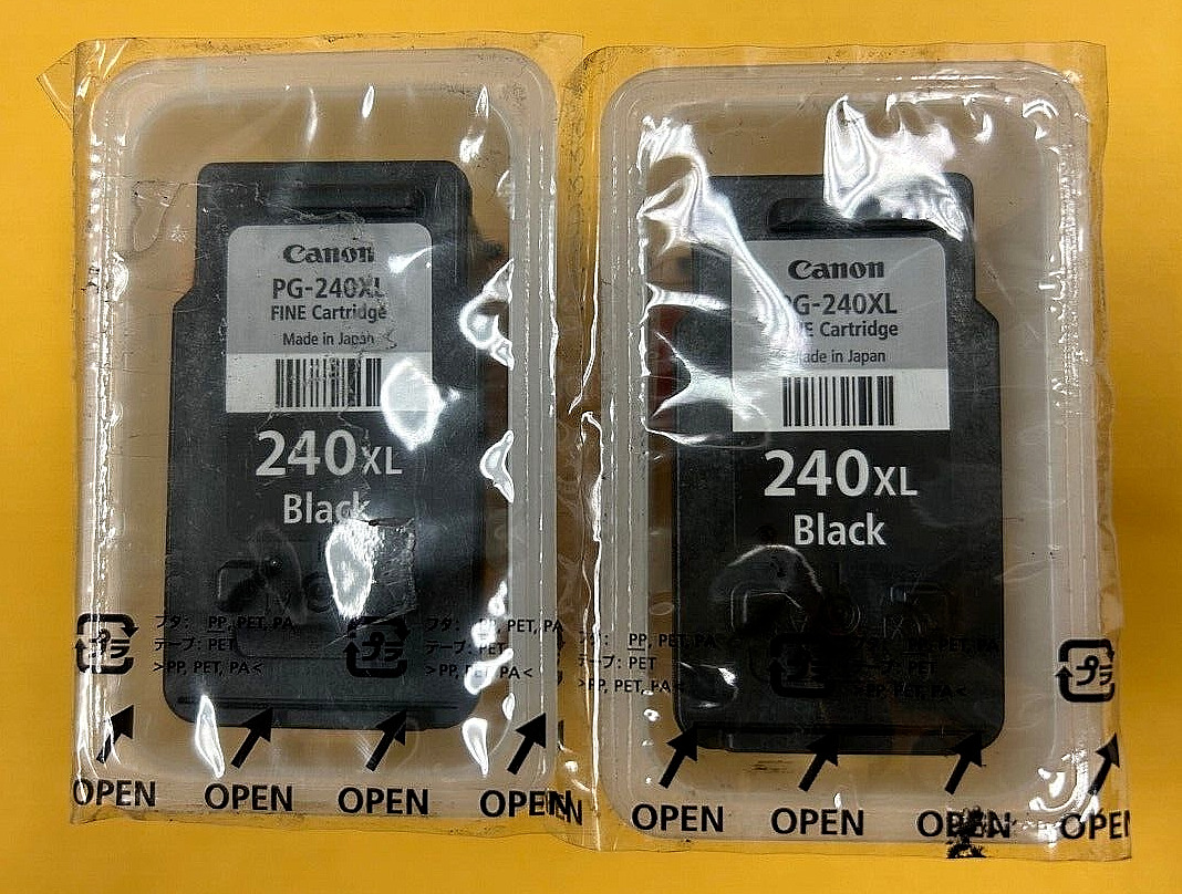 Lot of 2 Genuine OEM Canon PG-240XL Black Ink Bulk Packaging 