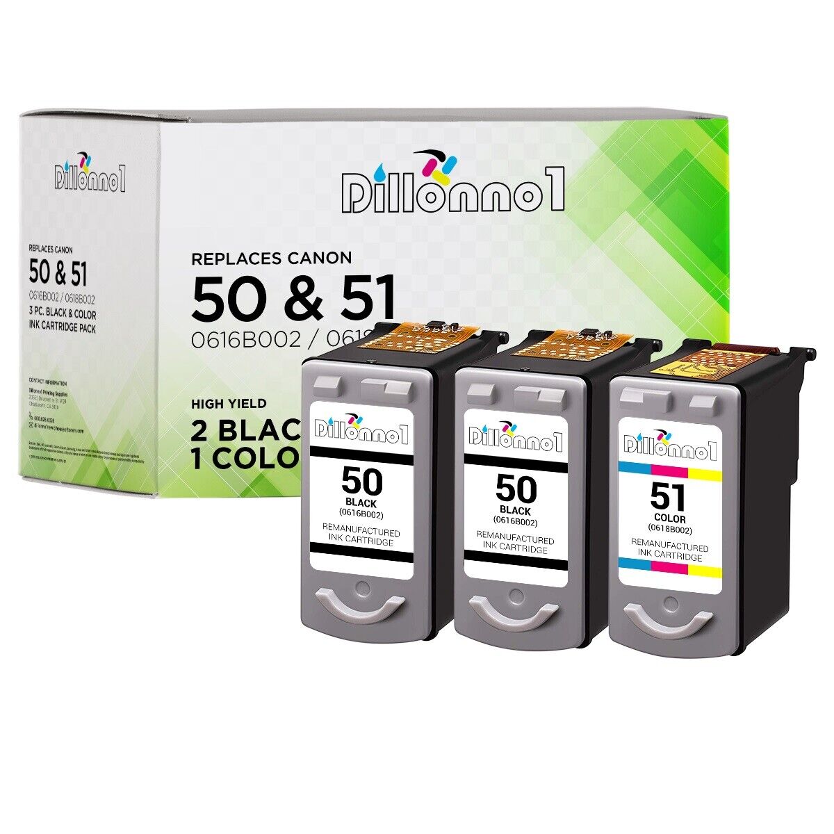 3PK PG 50 Black CL 51 Color fits For Canon PIXMA MP150 MP160 MP170 150 160 170