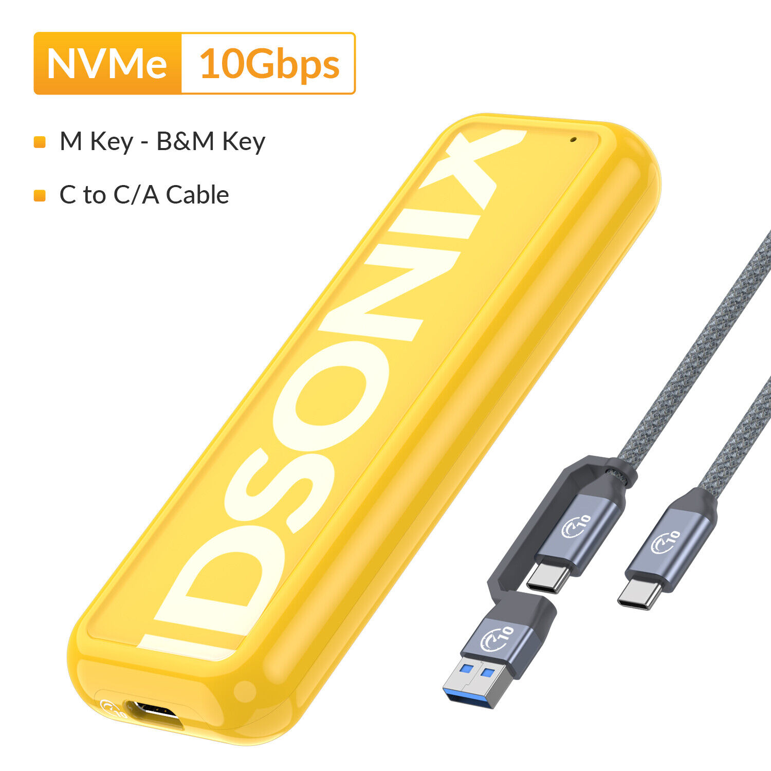 IDsonix M.2 SSD Case NGFF NVMe SATA SSD Hard Drive Enclosure USB3.1 Gen2 10 Gbps