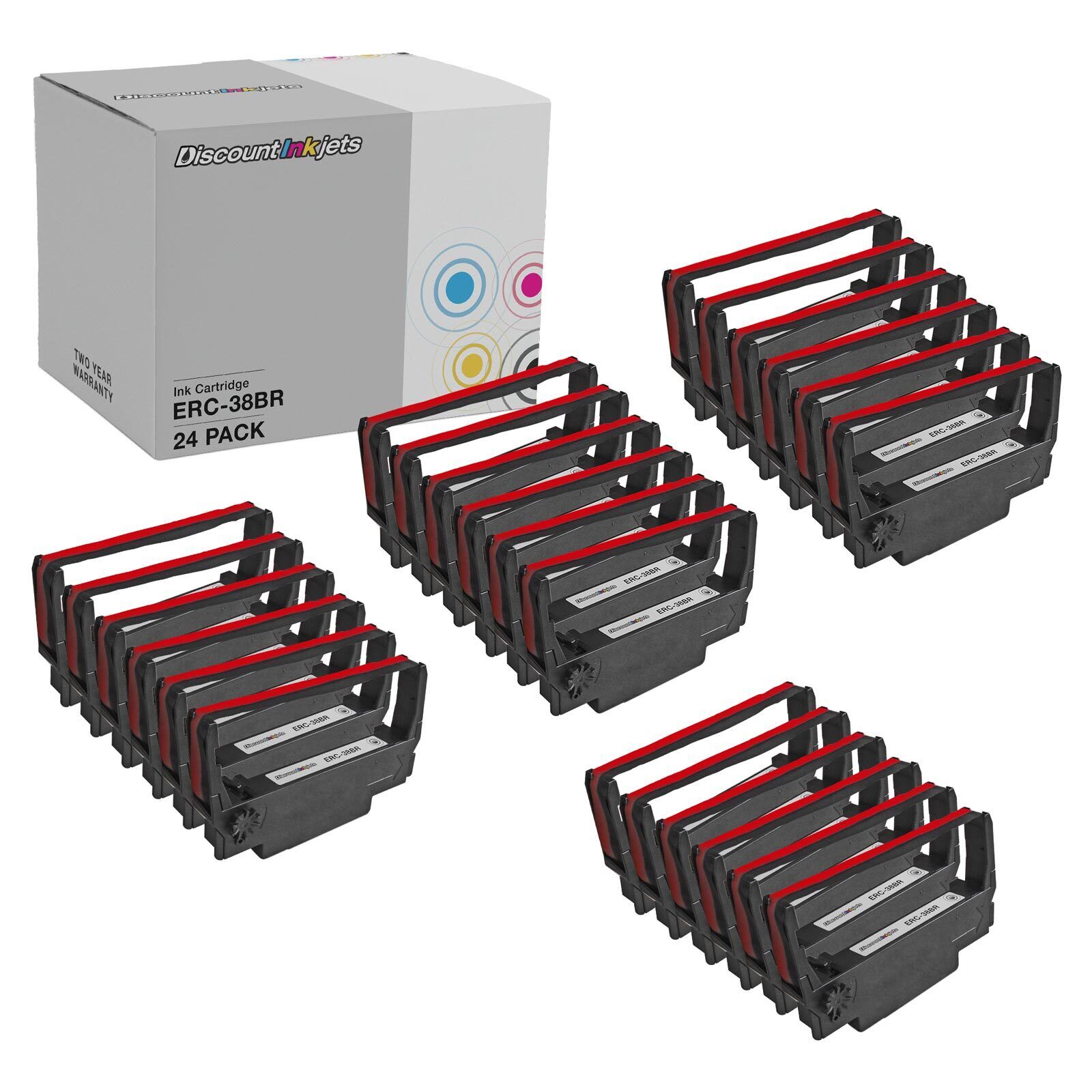 24 pk for Epson ERC 30 / 34 / 38 Black & Red Ink Printer Ribbons TM Series