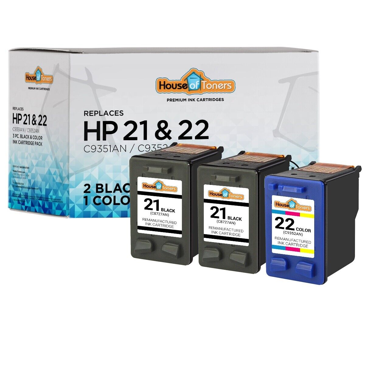 3 PACK for HP 21/22 Ink Cartridge Combo for Officejet J3650 J3680 4315 Printers