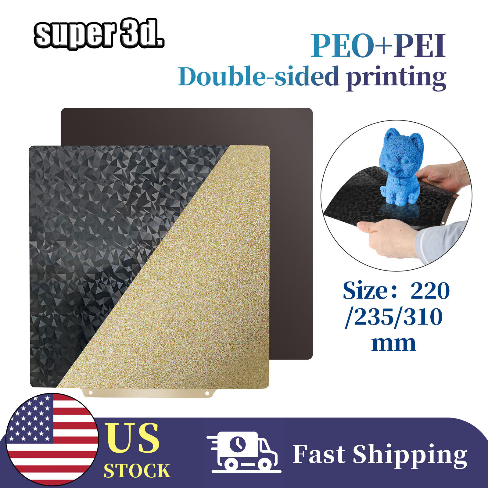 New Mosaic Style Double side PEO+PEI Sheet Heat Bed With magnetic base US STOCK