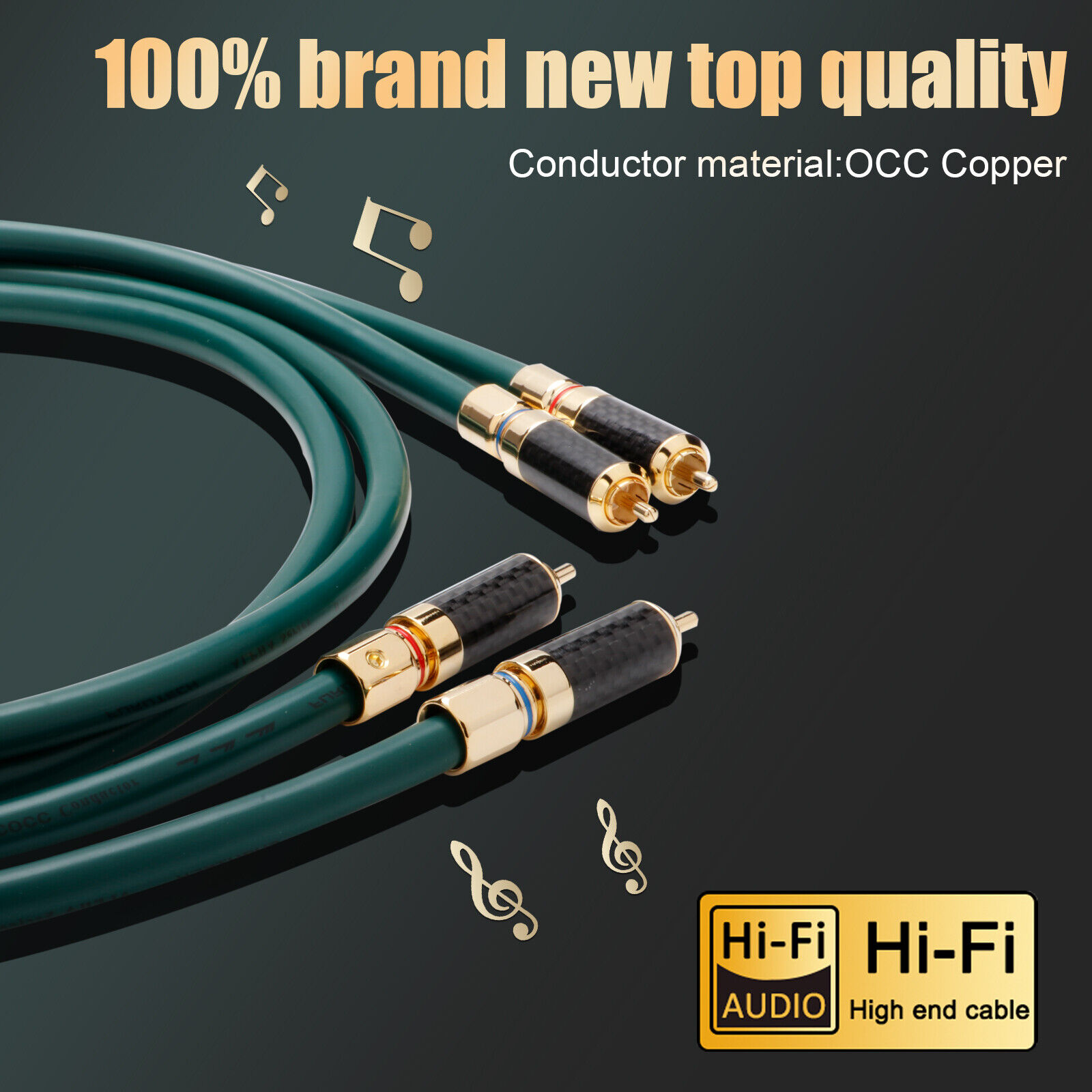 Pair Audio OCC Single Crystal Copper RCA Cable Signal Wire with Gold Plated Plug