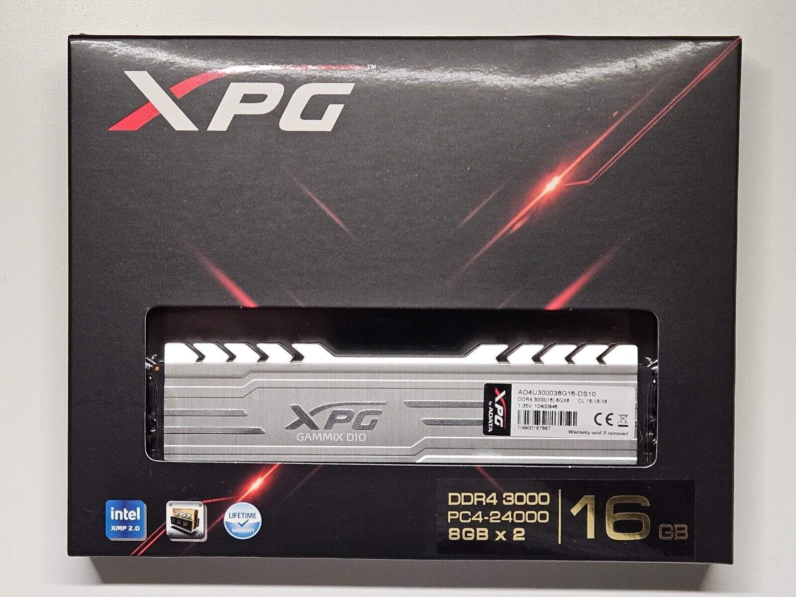 ADATA XPG Gammix D10 16GB (8GB X 2) DDR4-3000 CL16 RAM AD4U300038G16-DS-10