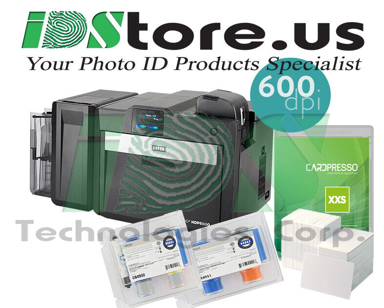 New HID FARGO HDP6600 Dual Side Starter Photo ID Card Printer System