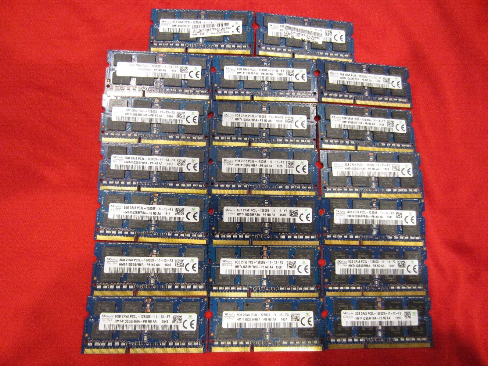 Lot of 30pcs SKhynix 8GB 2Rx8 PC3/PC3L-12800S DDR3-1600Mhz Sodimm Memory