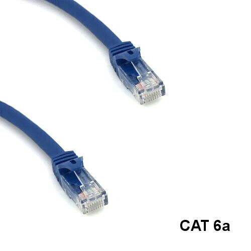Kentek Blue 3' Cat6A UTP Ethernet Cable 24AWG 10G 600MHz RJ45 Router Patch Panel