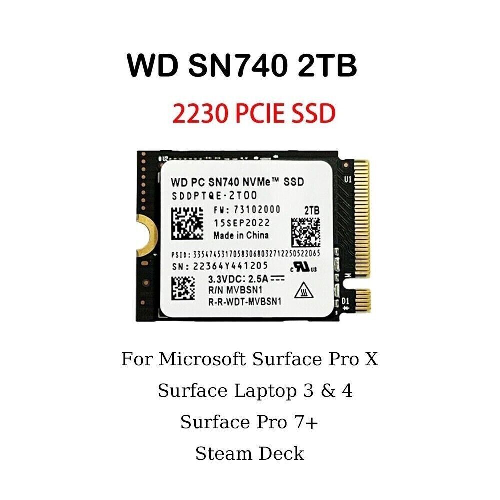 WD PC SN740 2TB M.2 2230 SSD NVMe PCIe4x4 For Steam Deck ASUS ROG Flow X Laptop