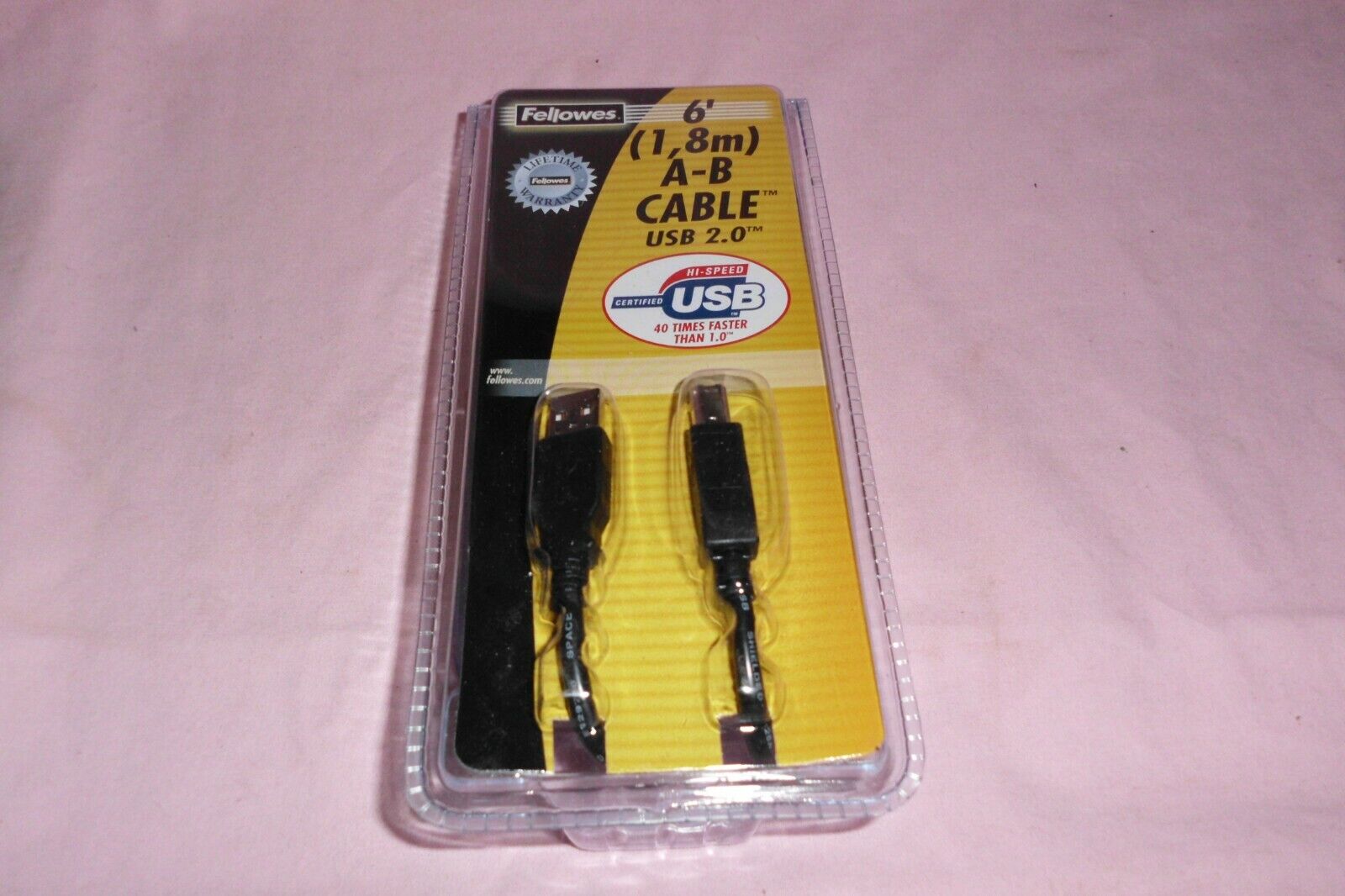Fellowes 6 Foot (1,8m) A-B Cable USB 2.0, #99465  - NEW 