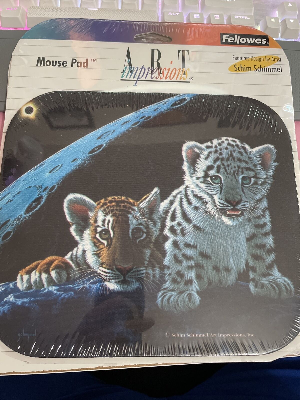 Vintage 1998 Fellowes Art Impressions Made in USA Mouse Pad kittens Tiger