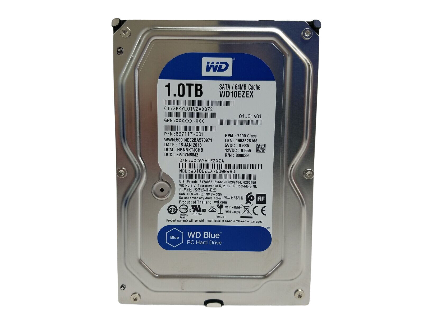 Western Digital Blue WD10EZEX 1 TB,Internal,7200 RPM,3.5 inch Hard Disk Drive - 