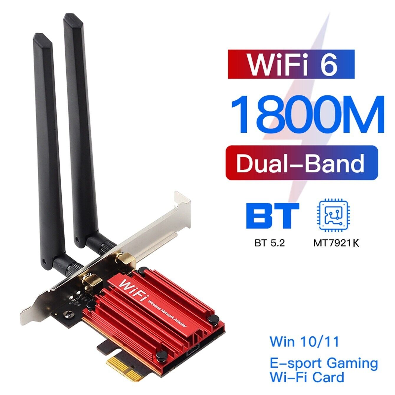 10PCS PCIE Wifi 6 Bluetooth Card for Desktop MT7921K Dual Band Wireless Adapter