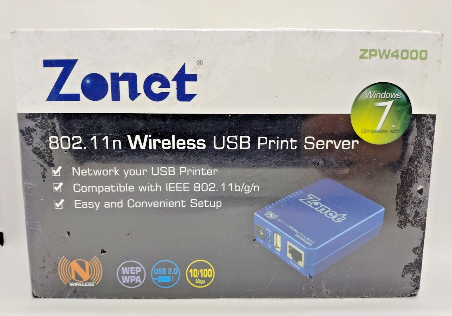 Zonet 802.11n Wireless USB Print Server ZPW4000