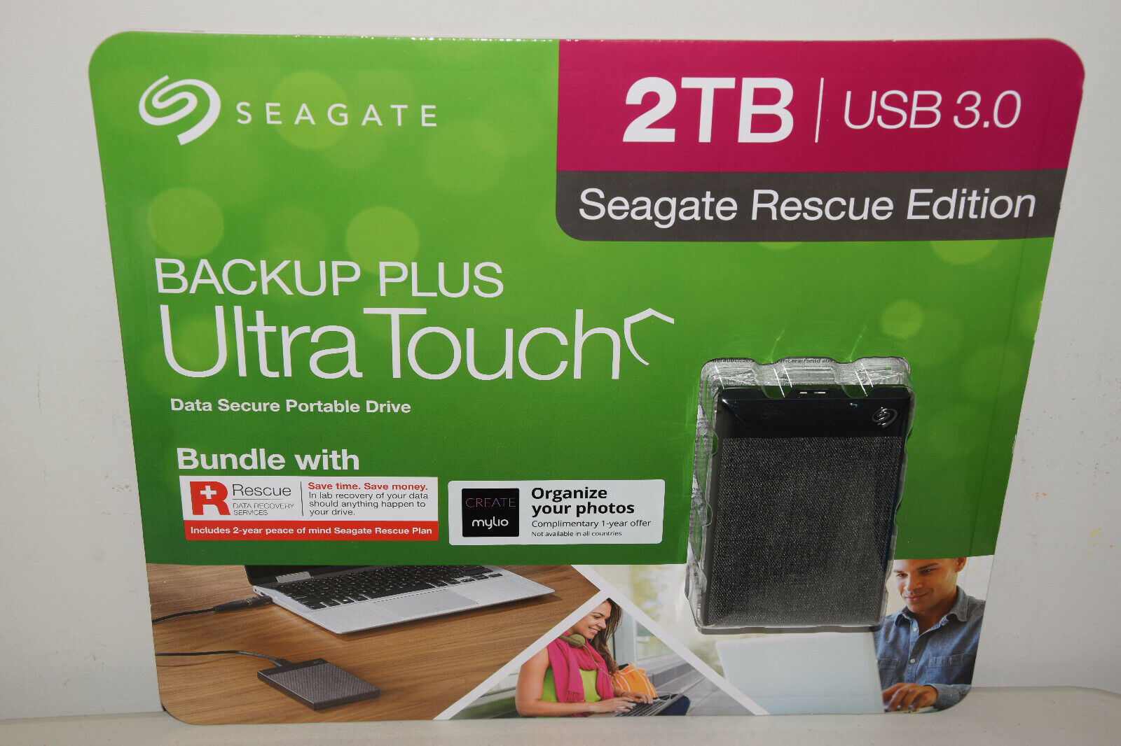 Seagate Backup Plus Ultra Touch 2TB USB 3 Rescue Edition Data Sec Portable Drive