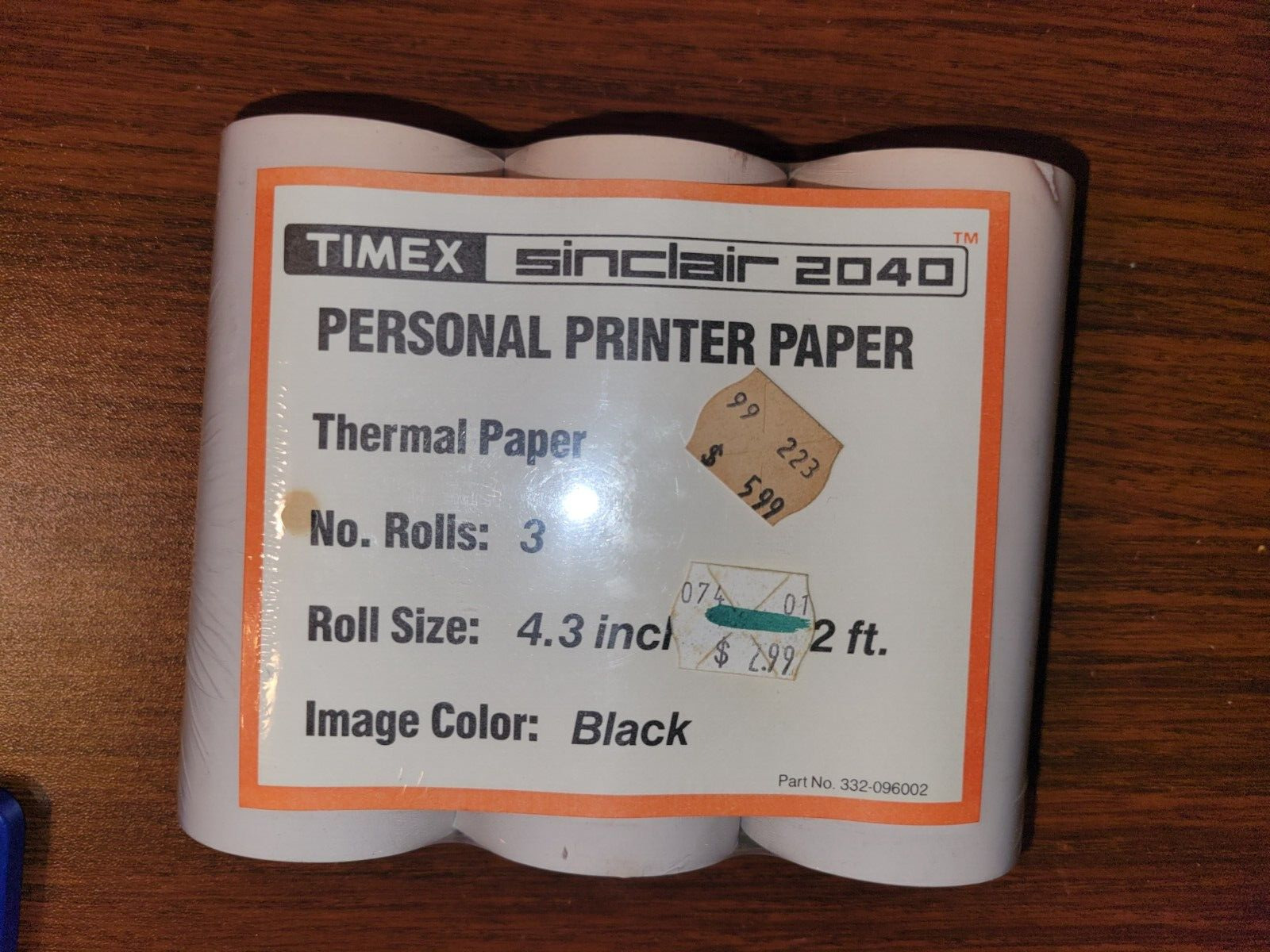 TIMEX Sinclair 2040 Printer Paper 3-Roll Pack