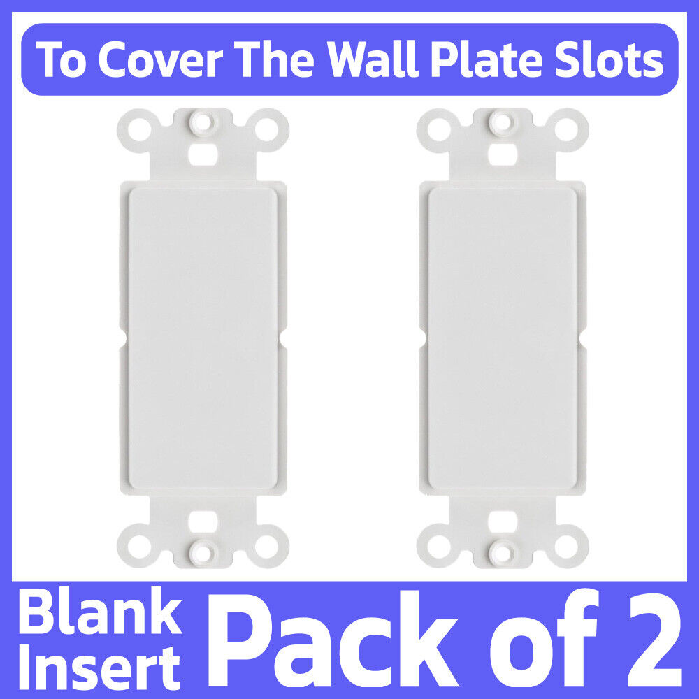 2 Pack 1-Gang Blank Decora Wall Plate Insert No Hole Outlet Adapter Insert Cover