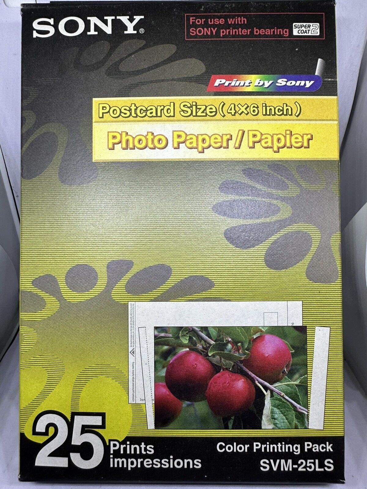 NEW Sony SVM-25LS PHOTO PAPER 25 Prints 4x6 Postcard Size Super Coat 2 Bearing