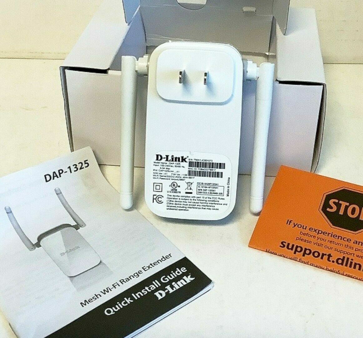 D-Link DAP-1325 N300 2.4 GHz Wi-Fi Wireless Range Extender White Dual Antenna