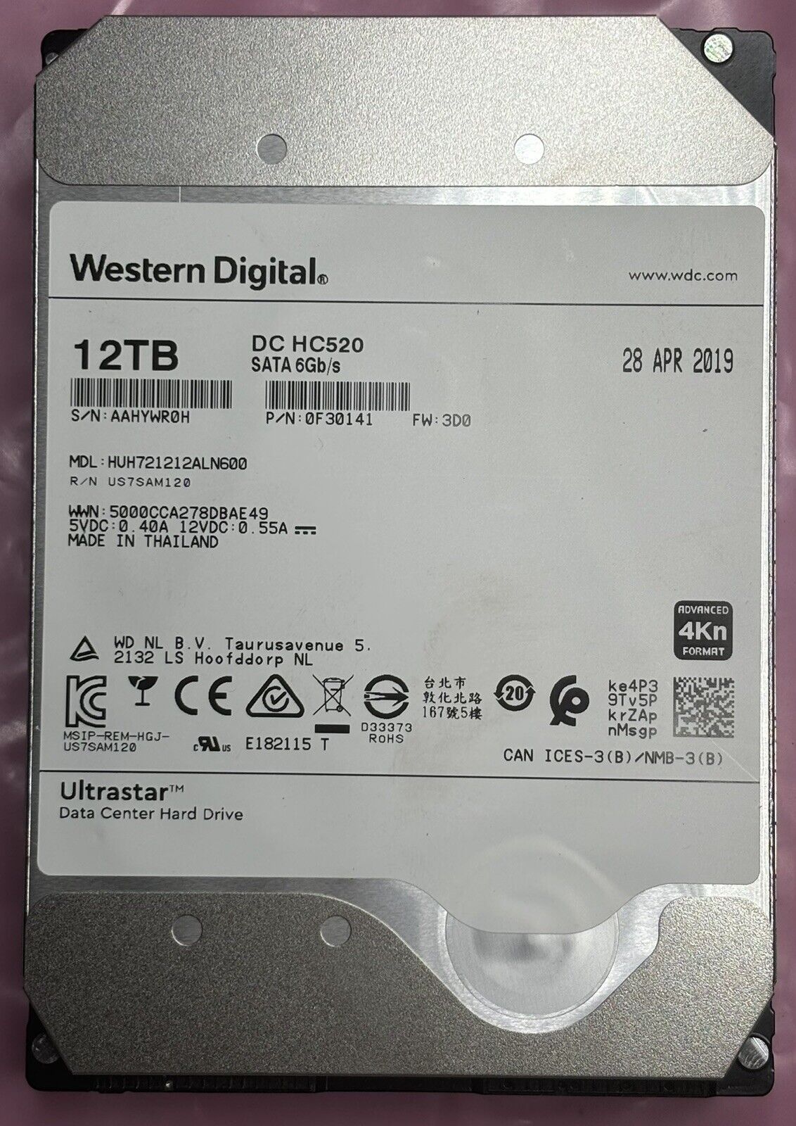 Western Digital Ultrastar 12TB SATA Hard Drive 3.5” HUH721212ALN600